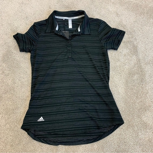 ADIDAS black white microdot short sleeve golf polo shirt Sz XS NWT - Picture 6 of 10